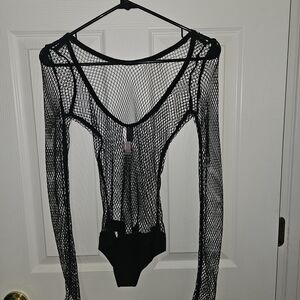 Victoria's Secret Black Mesh Bodysuit